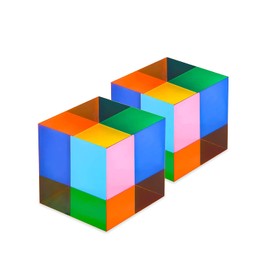 ECBANLI CMY Colour Cube, CMYcube 1.6 inch (40mm) RGB Dispersion Crystal Optical Acrylic Prism for Physics Teaching Photography Desktop Decor, 2 Pack