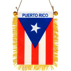 GSYLPFT 4 X 6 Puerto Rican Flag Small Mini Puerto Rico Flags Banners for Car Rearview Mirror Window Hanging Decor with Suction Cup & Fringy