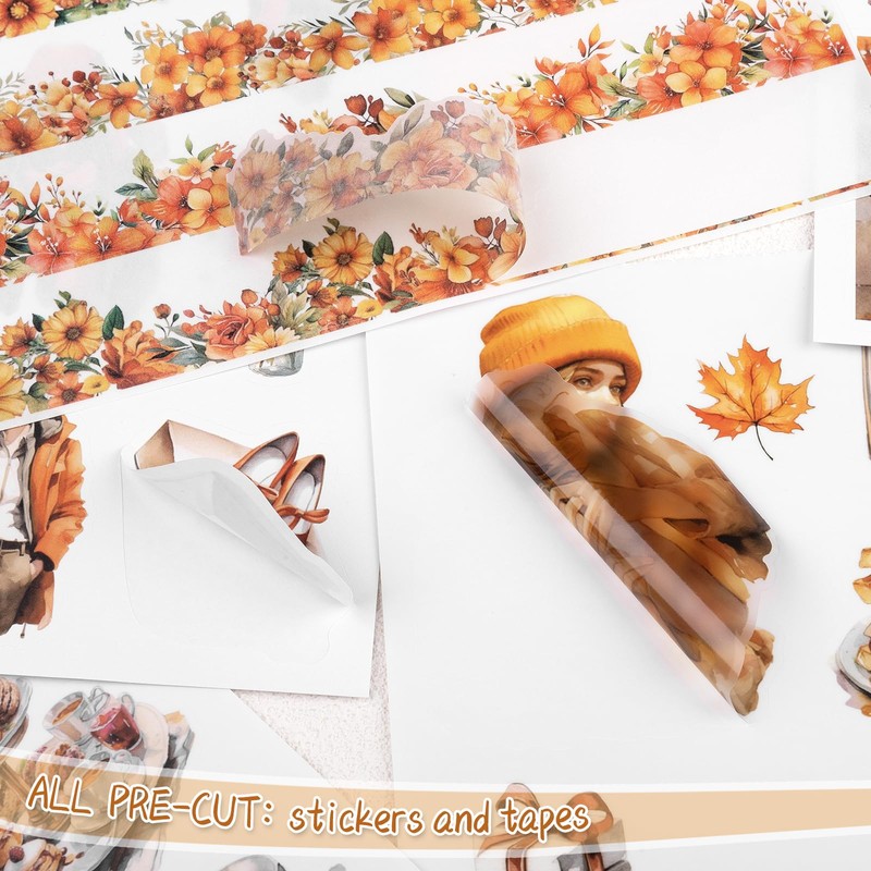 NOGAMOGA Autumn Journaling Sticker Book, A5 Size, 20 Sheets of