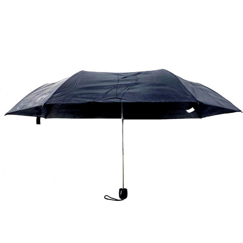 Small Portable Compact Black Umbrella with Manual Folding Mechanism