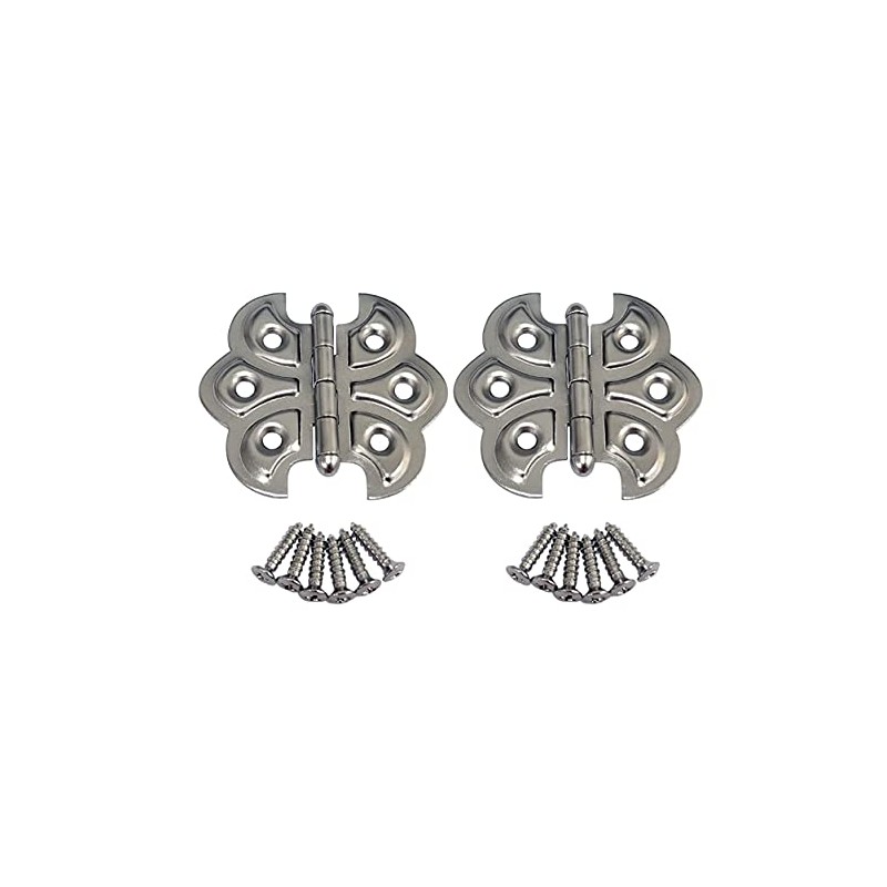 QCAA Butterfly Hinge for Cupboard Door, Nickel Plated, 2 Pack,
