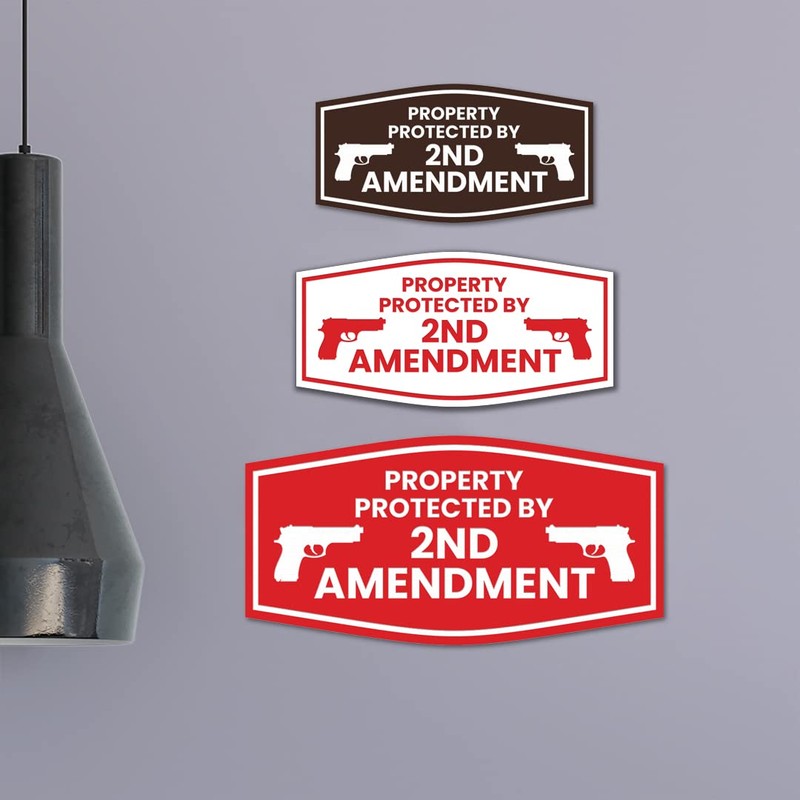Fancy Property Protected By 2nd Amendment Sign (Black Gold) -