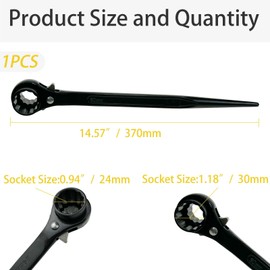 HXymxkeqi 1PCS Multi-Function Podger Ratchet Spanner, 24mm & 30mm 6-Point Double Socket, Carbon Steel Black Oxide, with Quick Reverse (1, 24x30mm)
