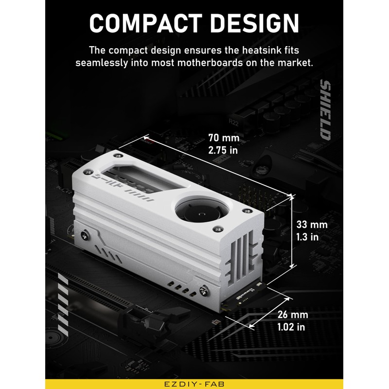 EZDIY-FAB Shield M.2 SSD Heatsink with Build-in 20mm PWM Fan,