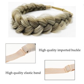 TOECWEGR Synthetic Hair Braided Headband Classic Chunky Wide Plaited Wedding Fluffy Braids Wig Women Girl Beauty Accessory (A011-11)