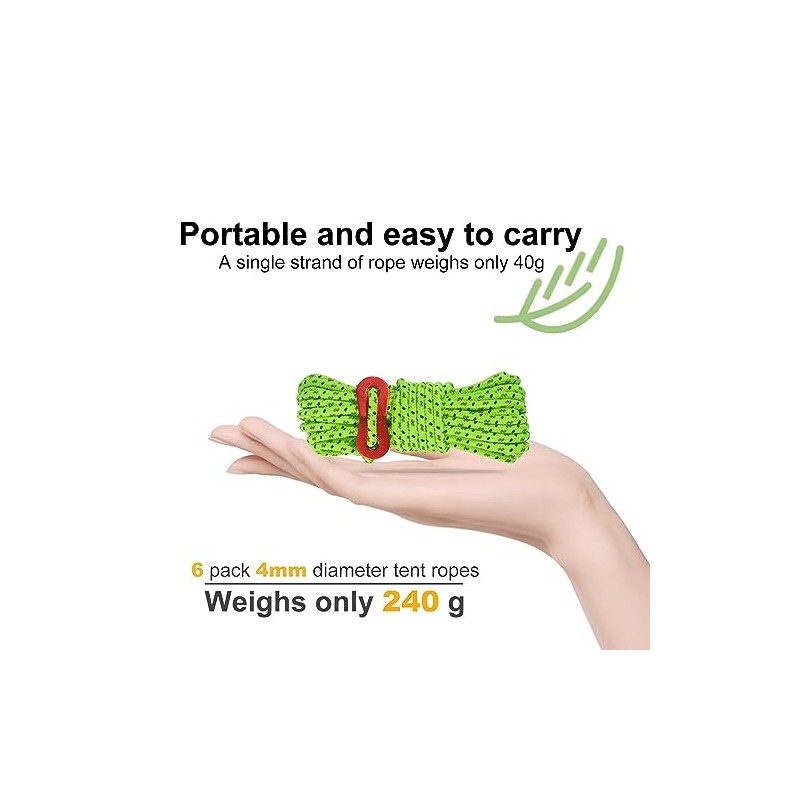 Smithok Ultralight Tent Guy Lines - 16.4ft Adjustable Cords