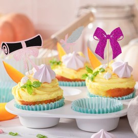 Leldlla Graduation Cupcake Toppers 2025 24PCS Glitter Graduation Theme Grad Party Decorations Grad Party for Girls Boys