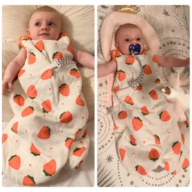 FLYISH DIRECT Baby Sleeping Bag, 0.5 Tog Baby Muslin Sleeping Bag for Newborns and Children, Super Soft and Breathable All-Year Sleeping Bag, Baby Sleeping Bag, S/67 cm