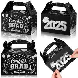 Tenceur 30 Pack Graduation Party Favors Boxes with 2025 DIY Sticker Large Capacity Graduation Treat Cookie Candy Gift Boxes for Class of 2025 Congrats Grad College Party Favors(Black and White)