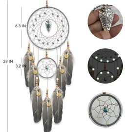 Dream Catchers for Kids Luminous Viking Shield Dream Catcher Boys Girls Bedroom Handmade Feather Decoration Wall Hanging
