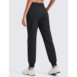 CRZ YOGA Casual Workout Jogger for Women 28.5" - Tapered Lightweight Stretch Athletic Outdoor Pants with Pockets Black Small