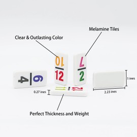 JOYOUSLIFE Mexican Train Dominoes with Numbers, Color Double 12 Numerical Domine Set for Adults and Family, Classic 91 Tiles Board Grame with Aluminym Case