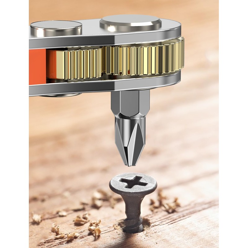 Right Angle Phillips Magnetic Screwdriver, Ancable 1/4” PH2 Mini Ratchet