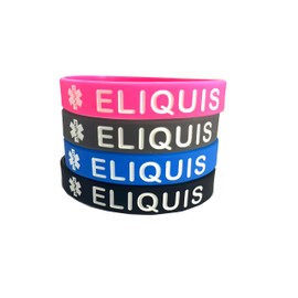 GMXLin ELIQUIS Medical Alert ID Silicone Bracelet 4 Pack Sport Rubber Medical Awareness Emergency Wristbands for Men Women