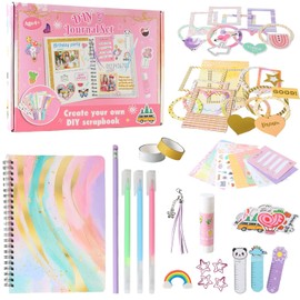 Kit de Diario para Niñas de 5 a 13 Años - 80 Piezas Set de Papelería para Diarios Bricolaje, Manualidades Creativas y Scrapbooking - Incluye Marcadores, Pegatinas, Marcos de Fotos y Más - Regalo Perfecto para Adolescentes y Niñas