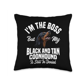 Black And Tan Coonhound The Boss Dog Enthusiast Coonhounds Throw Pillow