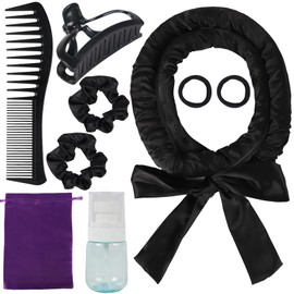 Heat Less Curling Rod Headband, No Heat Hair Curlers to Sleep in, Overnight Curls, No Heat Hair Curling Ribbon, Satin Heat Less Curling Set for Long Hair