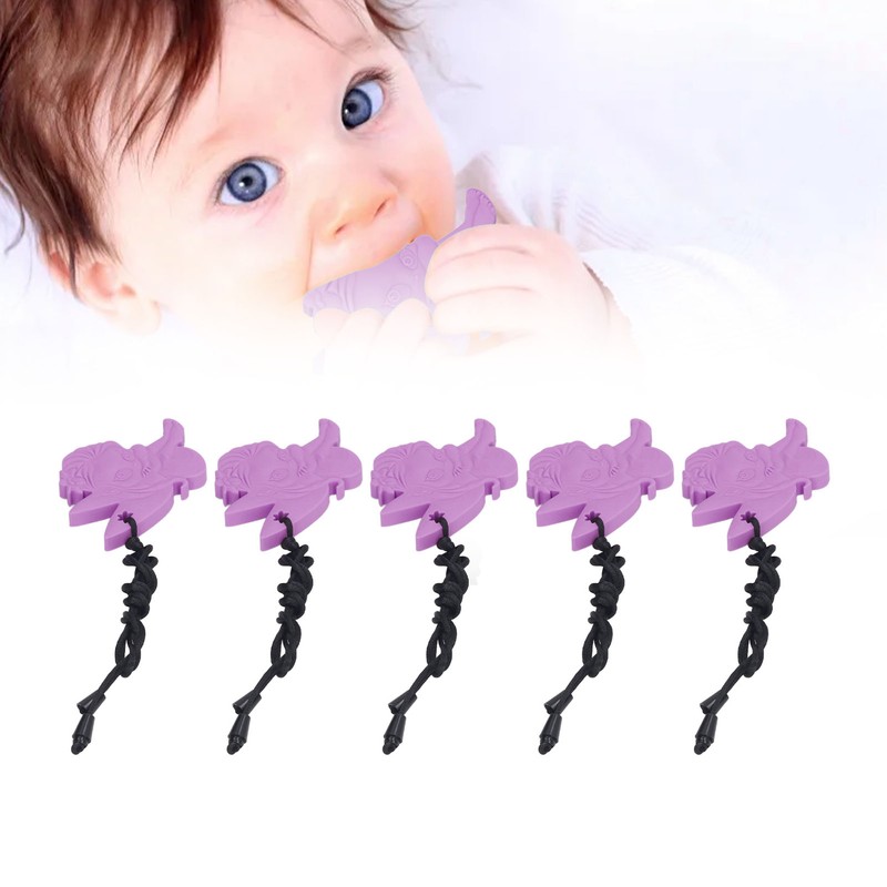 5Pcs Chew Necklace Food Grade Silicone Chewing Pendant for Toddlers