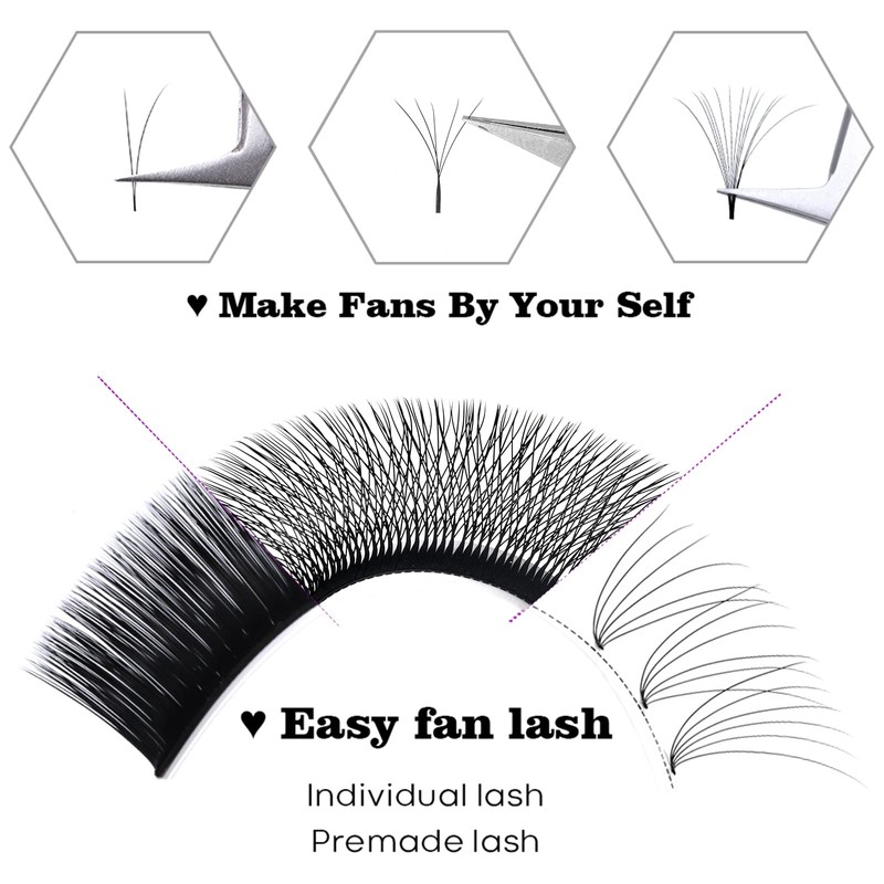 FADVAN Lash Extension 5D W Lash Bundle 0.07C Curly Mix