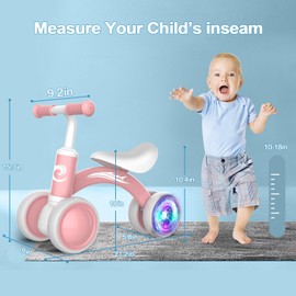 Gamfeiny Colorful Lighting Baby Balance Bike Toys for 1 Year Old Girl Gifts, 10-36 Month Toddler Balance Bike, No Pedal 4 Silence Wheels & Soft Seat Pre-School First Riding on Toys, 1st Birthday Gifts.