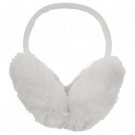 MIJOMA Foldable Ear Warmers Fluffy - Faux Fur Earmuffs, Soft & Warm, Unisex, One Size, Machine Washable, off-white