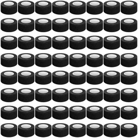 Treela 64 Pack Self Adherent Cohesive Wrap Bandages Breathable Athletic Tape Self Adhesive Bandage Tape Elastic Rolls for Wrist Ankle(Black,1 Inch X 5 Yard)