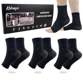 KOLEVAPE 3 Pairs Neuropathy Socks for Women & Men,Nano Comprex Ankle Sleeves Protection Elastic Socks,Soothe Socks for Neuropathy Pain,Anti Fatigue Compression Foot Sleeve Brace Socks
