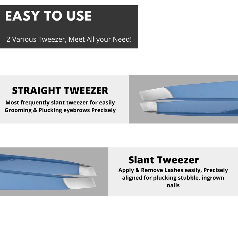 Wishbeauty Light Blue Stainless Steel Mini Slant Tweezer (Light Blue)