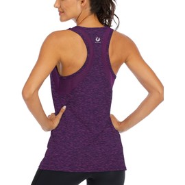 ICTIVE Workout Tank Tops for Women Loose fit Yoga Tops for Women Mesh Racerback Tank Tops Open Back Muscle Tank Workout Tops for Women Running Tank Tops Activewear Gym Tops Dark Purple M