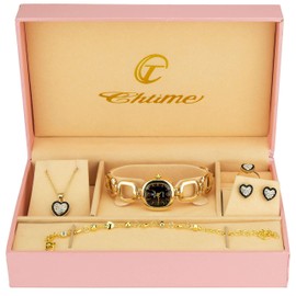 Gift Set Women's Watch Black - Jewelry Set- Necklace-Ring- Earrings - Band