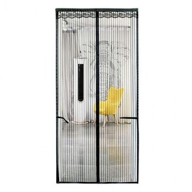 Black Striped Magnetic Screen Door for Summer Entryways - Mosquito & Bug Barrier Door Screen 100x210