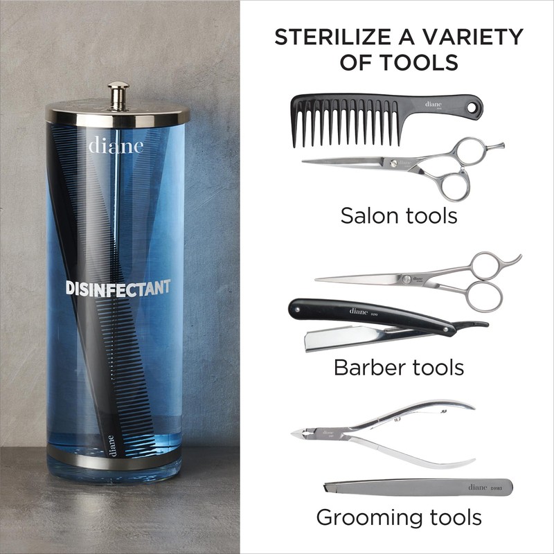 Diane Glass Disinfectant Jar for Sterilizing Hair Salon Shears, Combs,