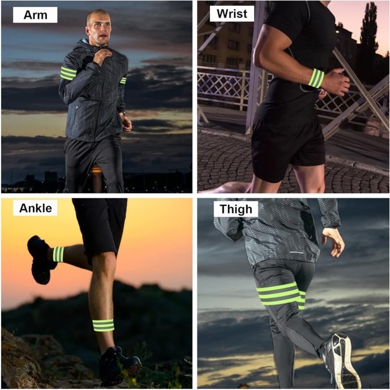 LiJuanWang Reflective Bands, Pack of 4 Bicycle Trouser Clips, Elastic