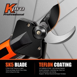 Electric Pruning Shear, Kebtek Cordless Electric Pruner Heavy Duty Electric Branch Cutter Brushless Motor with 2PCS 2500mAh 8-10H Working Time, 30mm (1.18 Inch) Cutting Diameter (KT930) Smooth-CUT