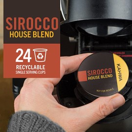 Kahwa Coffee Sirocco Medium Dark Roast House Blend, Single-Serve Coffee Pods for Keurig Brewers, 24 pods