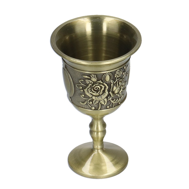 2pcs Wine Glasses Exquisite Chrysanthemum Pattern Vintage Court Style Metal