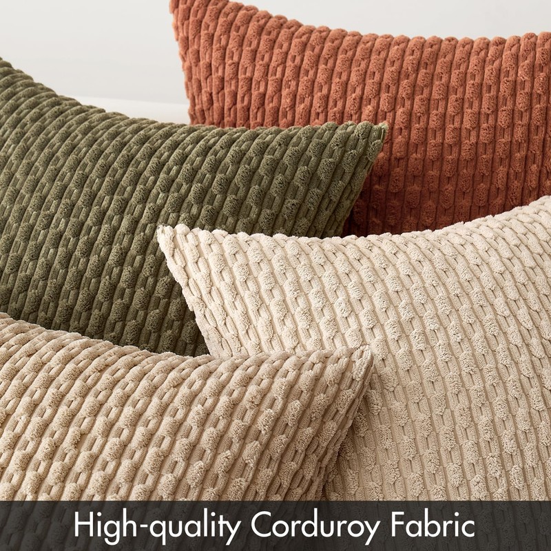 MIULEE Pack of 4 Rust-Olive Green Throw Pillow Covers 20x20