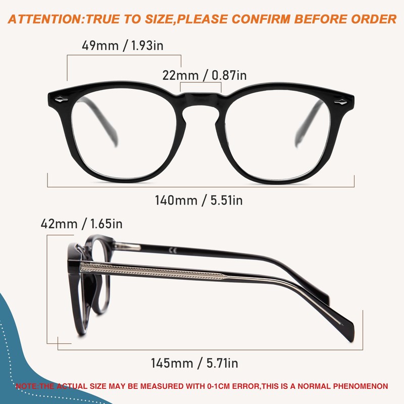 Epavouos Vollrand Blaufilterbrille Gaming Brille Computer Brille (Schwartz, Transparent und