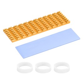 PATIKIL M.2 2280 Nvme SSD Heatsink 70x22x3mm, Radiator Cooler Aluminum Heat Sink Cooling Fin with Thermal Pad/Tape/Rubber Ring for Laptop Electronics CPU Led, Gold