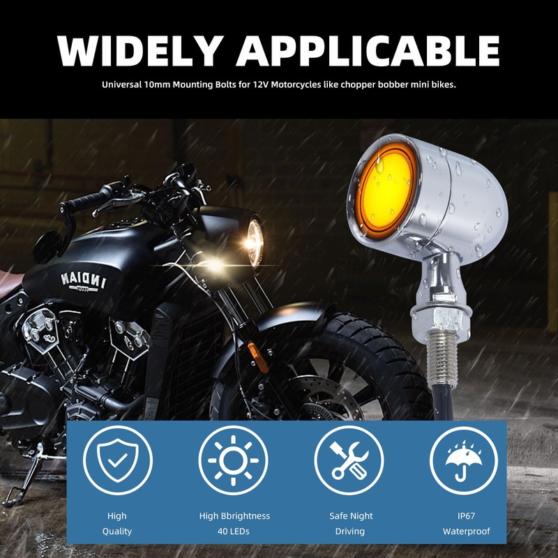 Motorcycle Bullet Turn Signals LED Front Rear Lights 4 PCS,