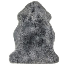 Natural Thick and Lush Pile Anti-Skid Backing Hypo-Allergenic Premium Quality New Zealand Shearling 2 x 3 ft Sheepskin Area Rug Throw Single Pelt, Grey