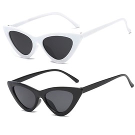 WZWLKJ Retro Vintage Narrow Cat Eye Sunglasses for Women Clout Goggles women sunglasses for Holiday beach outdoor