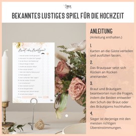 Things of Happiness Wedding Game Bride or Groom 50 Cards | Wedding Quiz & Wedding Games for Guests | Wedding Game Bride and Groom in Boho Design (Coral Roses)