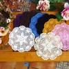 Blausky Pack of 2 Round Embroidered Table Mats, Crochet Doilies,