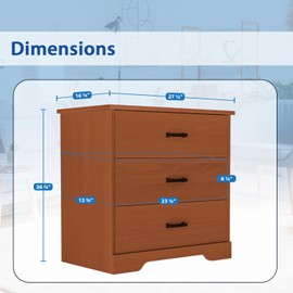 Our Modern Space 3-Drawer Farmhouse Wooden Dresser Set for Bedroom, Living Room, Nursery | Modern Nightstand Clothes Dresser