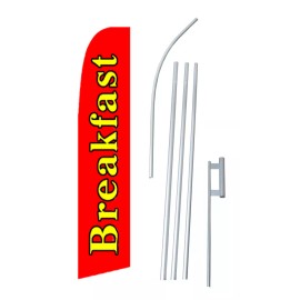 Breakfast Banner Sign Flag Swooper Bow Feather 15 Tall Complete Starter Kit