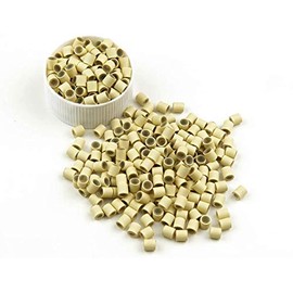 Amesun Silicone Micro Rings 4mm Silicone Lined Copper Silicone Beads Lined For I Tip Stick Hair Extensions Micro Beads Silicone Line Silicone Copper Ring (500Pcs, 13 Light Blond)