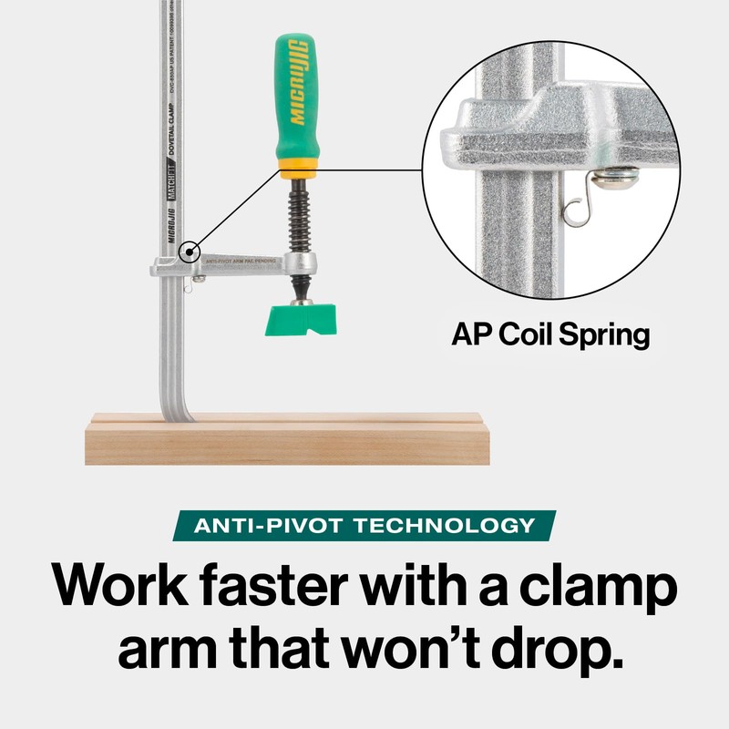 MICROJIG Matchfit DVC-850AP 2-In1, Track And In-Line Dovetail Clamp, Green