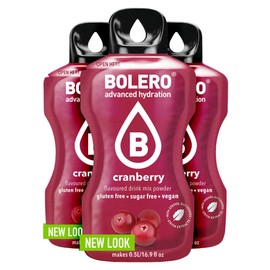 Bolero CRANBERRY 24x3g | Saftpulver ohne Zucker, gesüßt mit Stevia + Vitamin C | geeignet für Kinder, Sportler und Diabetiker | glutenfrei und veganfreundlich | Cranberry-Geschmack