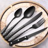 30 Pcs Black Hammered Silverware Set Service for 6,with Steak